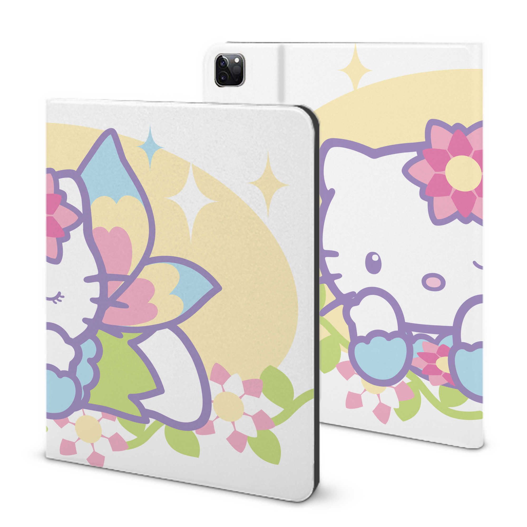 （画像用） Hello Kitty ハローキティ IPad ケース ブック型 PUレザー TPU 耐衝撃 軽量 薄型 ペン収納なし 全面保護 IPad 各モデル対応